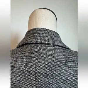 EXPRESS Tweed Blazer Y2K Suit Jacket Black & White Sz O Cropped Fitted thumbnail 7