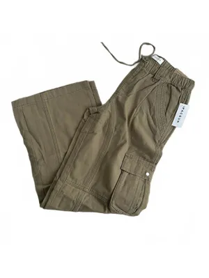 Pacsun Cotton Drawstring Waist Baggy Cargo Pants NWT Aloe Olive Green Small thumbnail 3