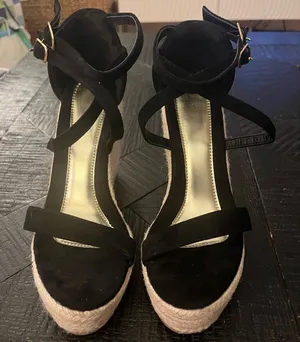 Black Espadrille Platform Wedge Sandals - Size 37 EUC thumbnail 1