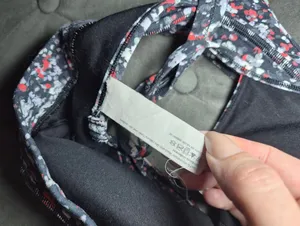 lululemon athletica Black Floral Strappy Sports Bra Size 6 - Red & White Accent thumbnail 4