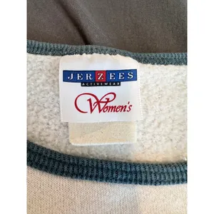 VTG Jerzees Activewear Sweatshirt Sz:XL Cream Green Ringer Pullover Fleece thumbnail 7