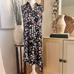 EQUIPMENT Femme Tira Sleeveless Floral Print Silk Dress‎ Asymmetrical Hem Size S thumbnail 2