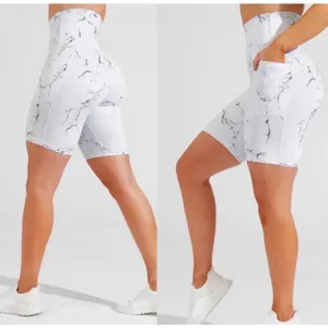 BuffBunny Limitless White Marble Size M Seamless Pocket Biker 4" Inseam‎ Shorts thumbnail 5