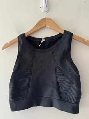 Aerie Offline Seamless Longline Sports Bra Washed‎ Black thumbnail 3