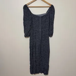Abercrombie & Fitch Square-neck Midi Dress Size Small Tall Navy Leopard Print thumbnail 7