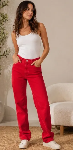 Guess by Georges Marciano Vintage Mid Rise Button Fly Red Jeans - Women's 29 thumbnail 1