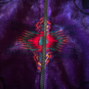 Aztec plush blanket zip up jacket purple SW print Size L/XL thumbnail 10