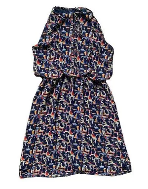 THML Navy Blue Sailboat Halter Mini Dress S thumbnail 1