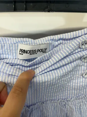 Princess Polly Light Blue Seersucker Tiered A-Line Skirt size 10 thumbnail 3