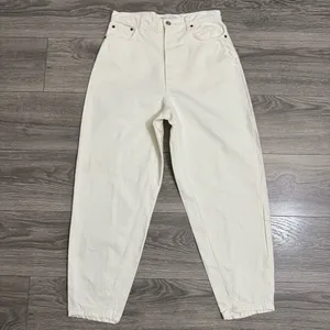 Zara The Petit Women Off White‎ Tapered High Rise Relaxed Fit Boho Jeans Size 6 thumbnail 4