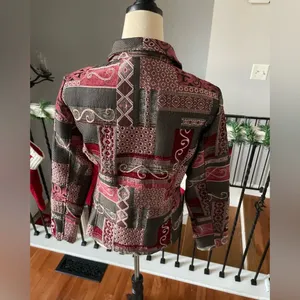 Molly And Maxx Collared Front‎ Zipper Long Sleeves Patterned Jacket Size Medium thumbnail 3
