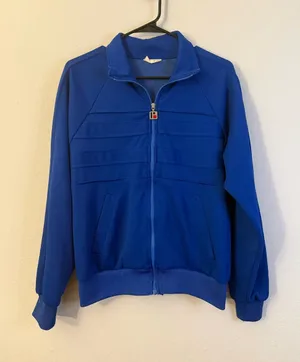 Vintage 80s Bonne Sportswear Blue Track Jacket Womens M thumbnail 1