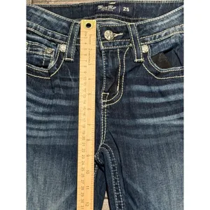 Miss Me Mid-Rise Bootcut Jeans Dark Wash Embellished Cross Wings Y2K BKE 25x28 thumbnail 8