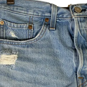 Levis 501 Light Wash Distressed Denim Shorts High Rise Daisy Dukes Size 27 thumbnail 2