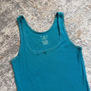vintage y2k fairy indie boho blue/teal ribbed tank top size medium 100% cotton thumbnail 2