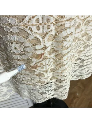 Vintage Y2K Midi Dress Cream Lace flared sleeves coquette romantic boho floral L thumbnail 8