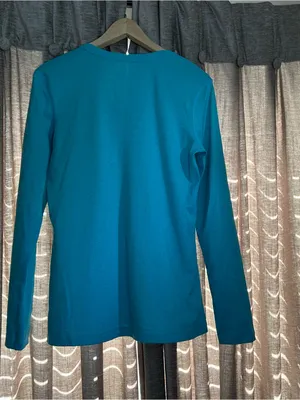 Nike Dri Fit Regular Fit Teal V-Neck Long Sleeve Athletic Top Size Medium thumbnail 9