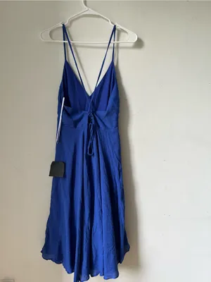 Lulus Troulos Royal Blue Lace Up Midi Dress Size M NWT Open Back Rayon thumbnail 5