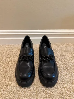 Michael Shannon Black Chunky Emilia Platform Loafers with Chain Detail Size 9 thumbnail 2