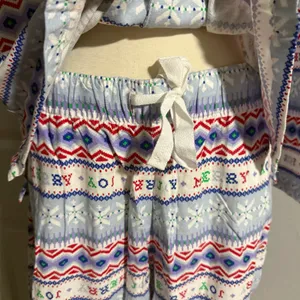Old Navy Christmas Pajama Set Womens Medium Fair Isle Holiday Button Down PJ thumbnail 3