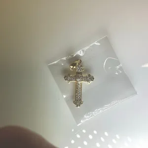 Sterling Silver CZ Cross Gold thumbnail 2