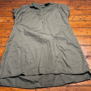 Falls Creek Womens‎ XL Olive Green Short Sleeve Split Neck Shift Dress High Low thumbnail 1