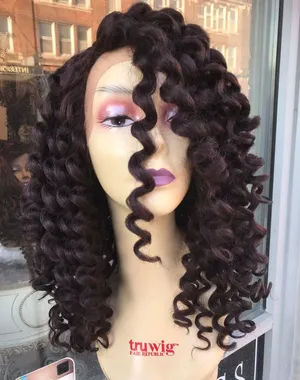 Jumbo curly lace wig 99j wine thick Ethnic 2019 thumbnail 1