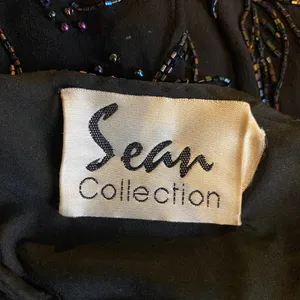 Vintage 90s Pure Silk Beaded Floral Mini Dress Flowy Cocktail Black Womens XS thumbnail 12