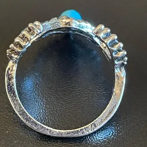 Turquoise stone silver plated horn ring size 6 thumbnail 2