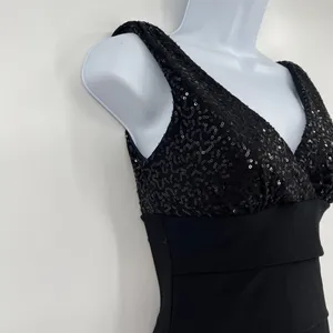 B.Darlin Sequin Tiered Cocktail Dress Sz 3/4 Y2K Glam HOCO Party Holiday Black thumbnail 5