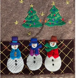 Vintage Christmas Sweater Vest XL Snowman Applique Wool Holiday Novelty Knit thumbnail 4
