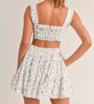 Mabel Floral Babydoll Mini Dress small open back thumbnail 2