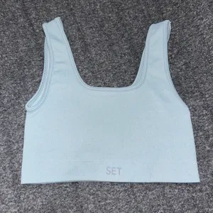 Set Active Box Cut Bra Size XS Grey Blue Color Athleisure Workout Sports Bra thumbnail 1
