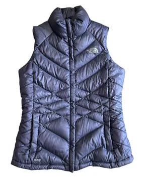 North Face 550 Puffer Vest Goose Down Metallic Purple Women's Small Nylon Zip thumbnail 1