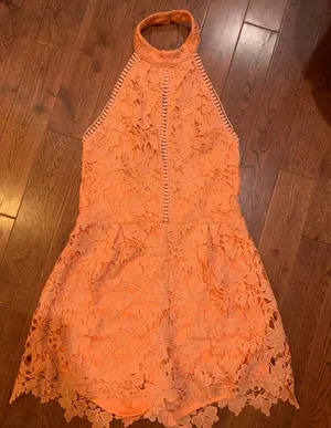 She & Sky Orange Romper thumbnail 1