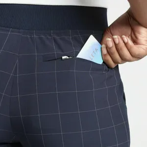 Athleta Brooklyn‎ Textured Ankle Pants Navy Windowpane Print Athleisure thumbnail 2