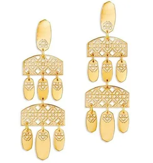 Kendra Scott Emmet Statement Filigree Drop Earrings in Gold thumbnail 1