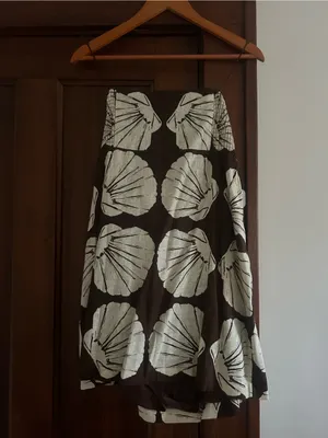 Abercrombie & Fitch Scarlett Linen Strapless Dress Skort Shell Print NWT Large thumbnail 7
