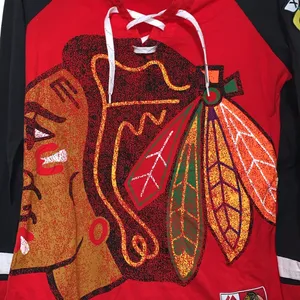 Majestic NHL Chicago Blackhawks women Indian hockey long sleeve shirt sz SMALL thumbnail 5
