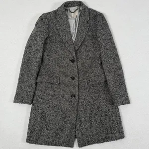 J Crew‎ Tweed Topcoat Coat Womens Size 2 Grey Black H1493 thumbnail 4