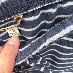 Striped Knit Mini Skirt - Navy Blue and White, Drawstring Waist, Casual thumbnail 4