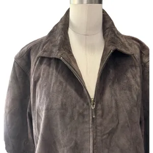 Chico’s Genuine Brown Suede Leather Zip Jacket 90s Y2K Minimalist⁠ size large thumbnail 5