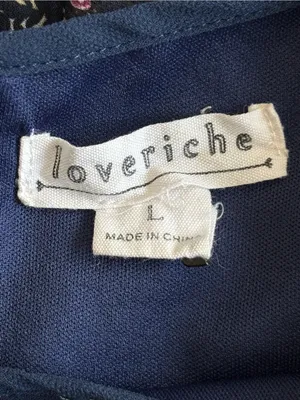 Loveriche Navy Boho Patchwork Bell Sleeve Mini Dress L thumbnail 2
