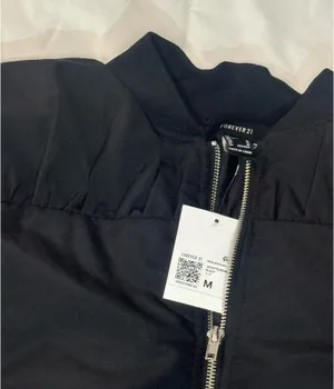 Black puffy bomber jacket forever 21  thumbnail 2