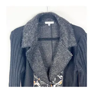 SIONI Black Long Sleeves Embroidered Details Long Sleeves Cardigan Small Boho thumbnail 9