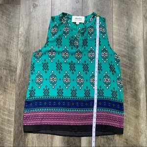 Alice Blue for Stitch Fix Teal Diamond Boho Sleeveless Blouse V-Neck Medium thumbnail 6