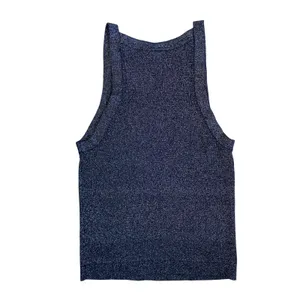 GAP Womens Black Lurex Metallic Sweater‎ High Neck Ribbed Knit Tank Top Large thumbnail 9