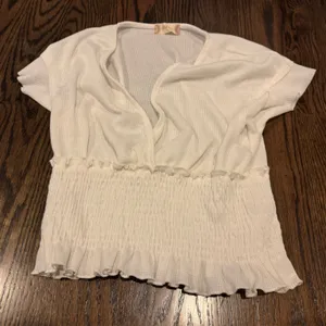 Altar'd State White Smocked Ruffled Blouse thumbnail 1