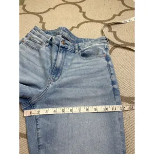 American Eagle Curvy Super High Rise Flare Jeans Stretch Slit Hem Size 10 thumbnail 10