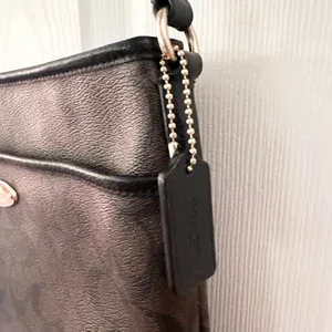 Coach Signature File Slim Crossbody Brown Black Coated Canvas Signature CC Bag thumbnail 4